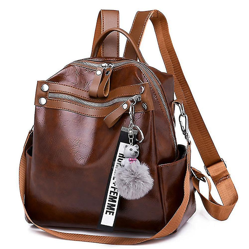 Foto 2 pulgar | Mochila Huoguo Pu De Piel Suave Impermeable Marrón 24x10x25 Cm - Venta Internacional.
