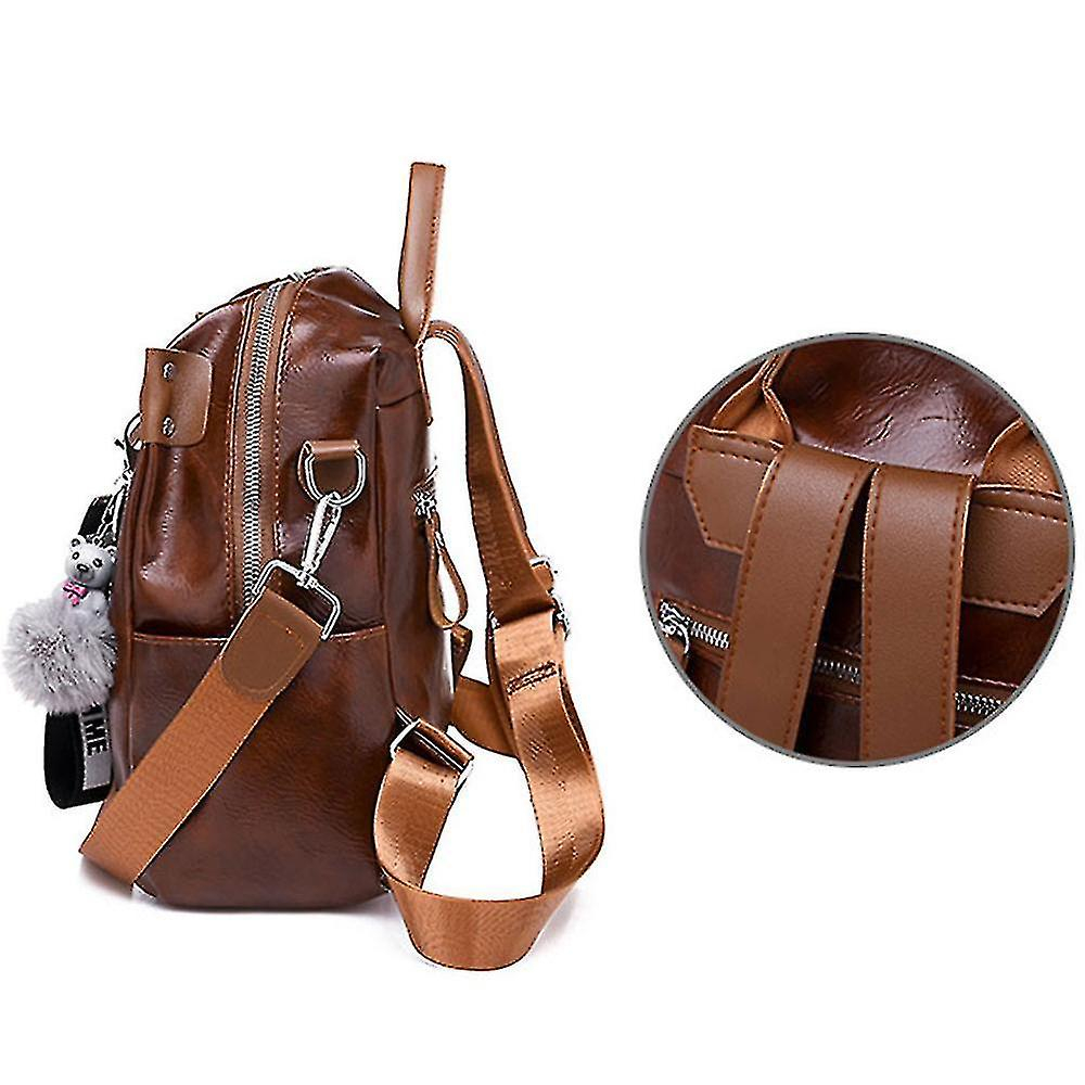 Foto 3 pulgar | Mochila Huoguo Pu De Piel Suave Impermeable Marrón 24x10x25 Cm - Venta Internacional.