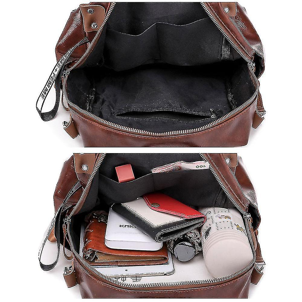 Foto 5 pulgar | Mochila Huoguo Pu De Piel Suave Impermeable Marrón 24x10x25 Cm - Venta Internacional.