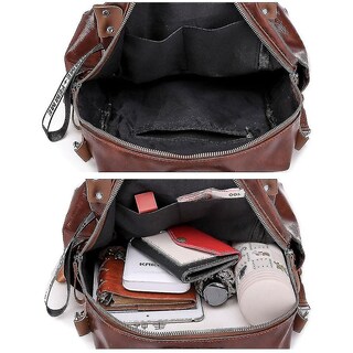 Foto 4 | Mochila Huoguo Pu De Piel Suave Impermeable Marrón 24x10x25 Cm - Venta Internacional.