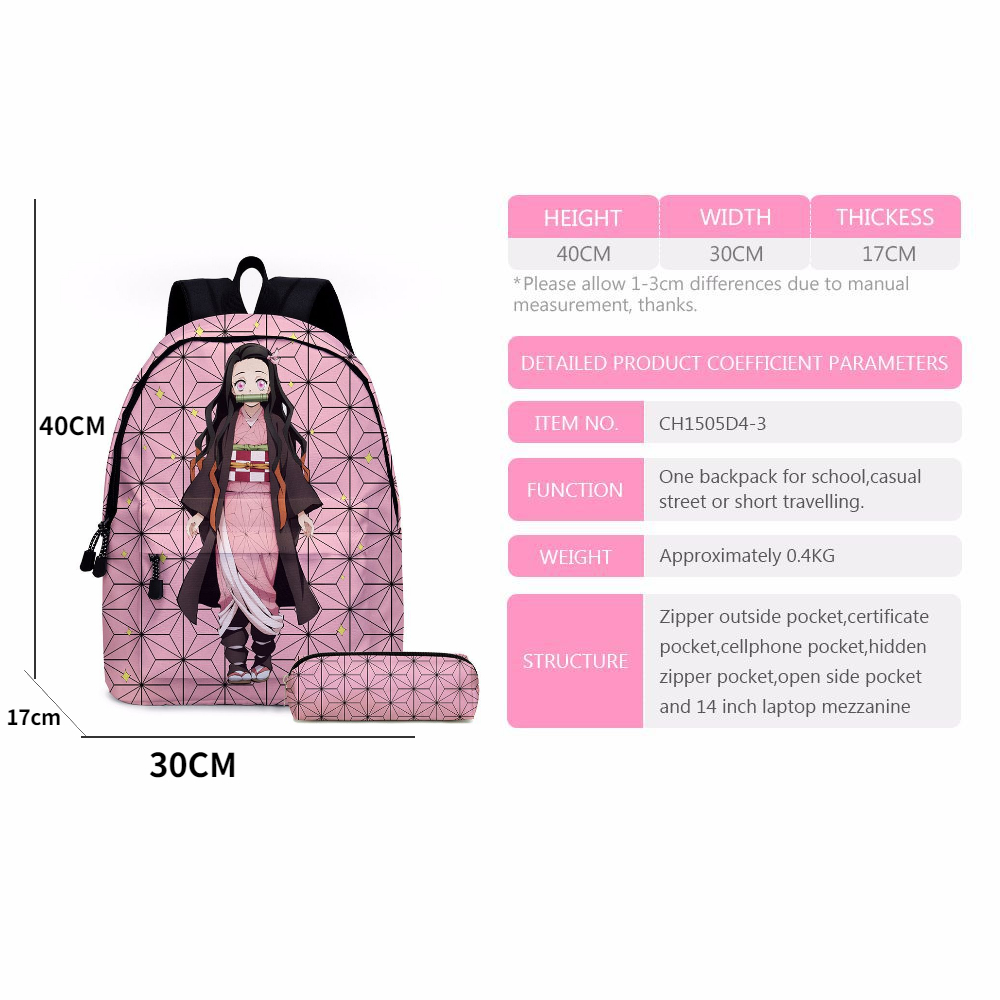 Foto 3 pulgar | Mochila Anime Kimetsu No Yaiba Kamado Nezuko Para Estudiantes - Venta Internacional.