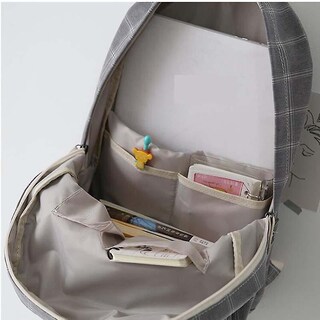 Foto 4 | Mochila Escolar Moderna Sanlin Beans, Casual Para Mujer, Gris - Venta Internacional.