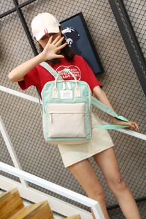 Foto 3 | Mochila Sanlin Beans Preppy Fashion Para Mujer Y Hombre Verde - Venta Internacional.
