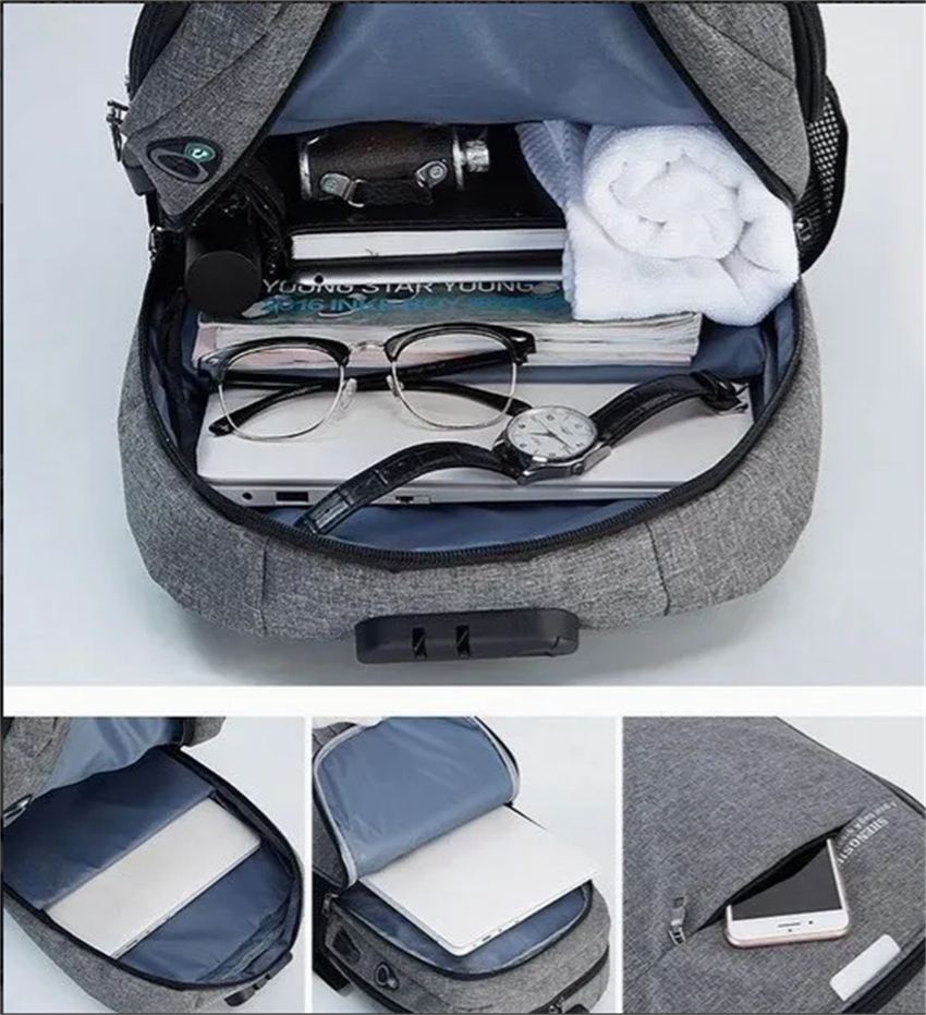 Foto 5 pulgar | Mochila Antirrobot Impermeable Usb Para Portátil 20-35l Negra - Venta Internacional.