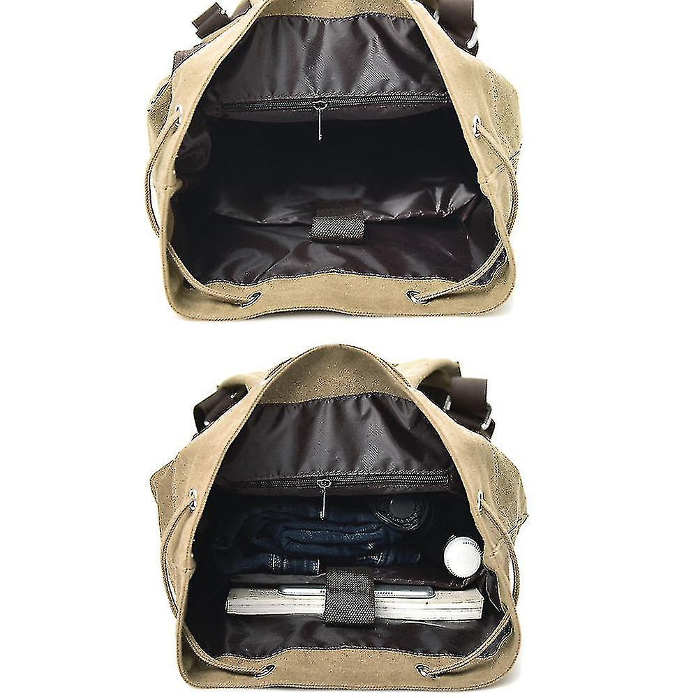 Foto 3 pulgar | Mochila Huoguo De Lona Impermeable Para Viajes Deportivos, Color Caqui - Venta Internacional.