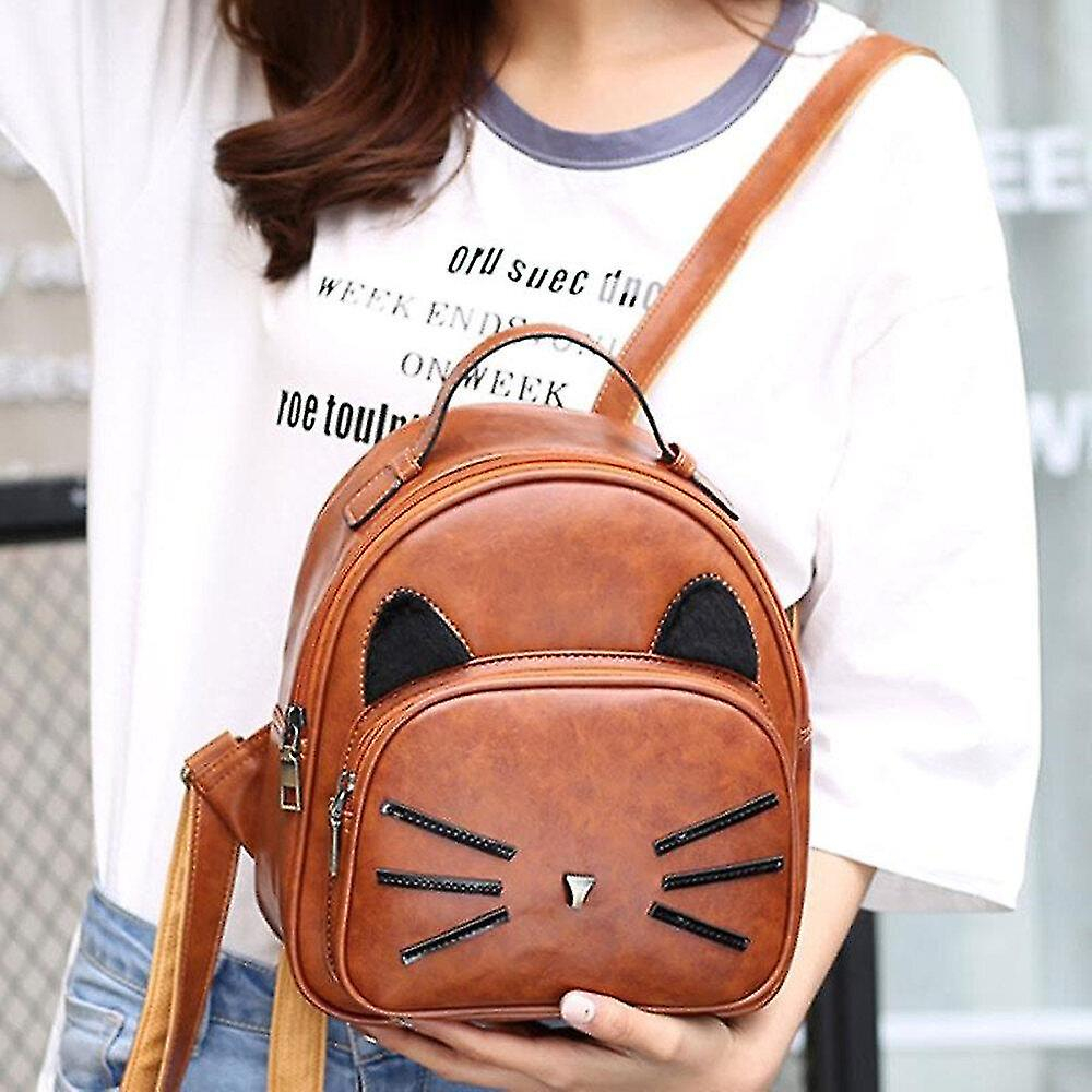 Foto 3 pulgar | Mochila Huoguo De Piel Sintética Con Bonito Estampado De Gatos Para Niñas Y Mujeres - Venta Internacional.