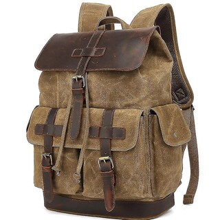 Foto 1 | Mochila Huoguo, De Viaje, Retro, De Lona Encerada Al Óleo, Color Caqui, Para Hombre - Venta Internacional.