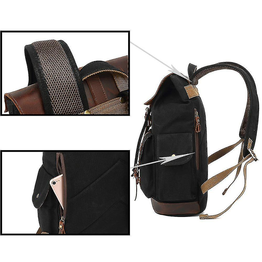 Foto 5 pulgar | Mochila Huoguo, De Viaje, Retro, De Lona Encerada Al Óleo, Color Caqui, Para Hombre - Venta Internacional.
