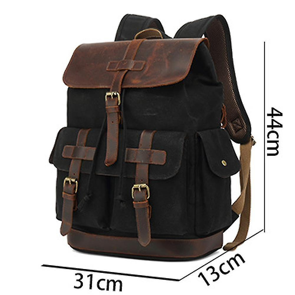 Foto 6 pulgar | Mochila Huoguo, De Viaje, Retro, De Lona Encerada Al Óleo, Color Caqui, Para Hombre - Venta Internacional.