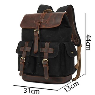 Foto 5 | Mochila Huoguo, De Viaje, Retro, De Lona Encerada Al Óleo, Color Caqui, Para Hombre - Venta Internacional.