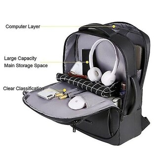 Foto 5 | Mochila Huoguo Para Portátil Empresarial Impermeable Para 15.6 Pulgadas, Color Negro - Venta Internacional.