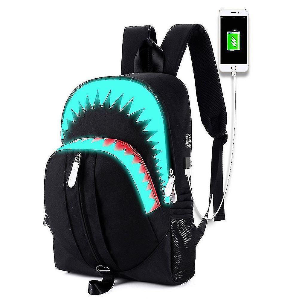 Foto 2 pulgar | Mochila Huoguo Luminous Shark Usb De Lona Impermeable 28x13x4 - Venta Internacional.