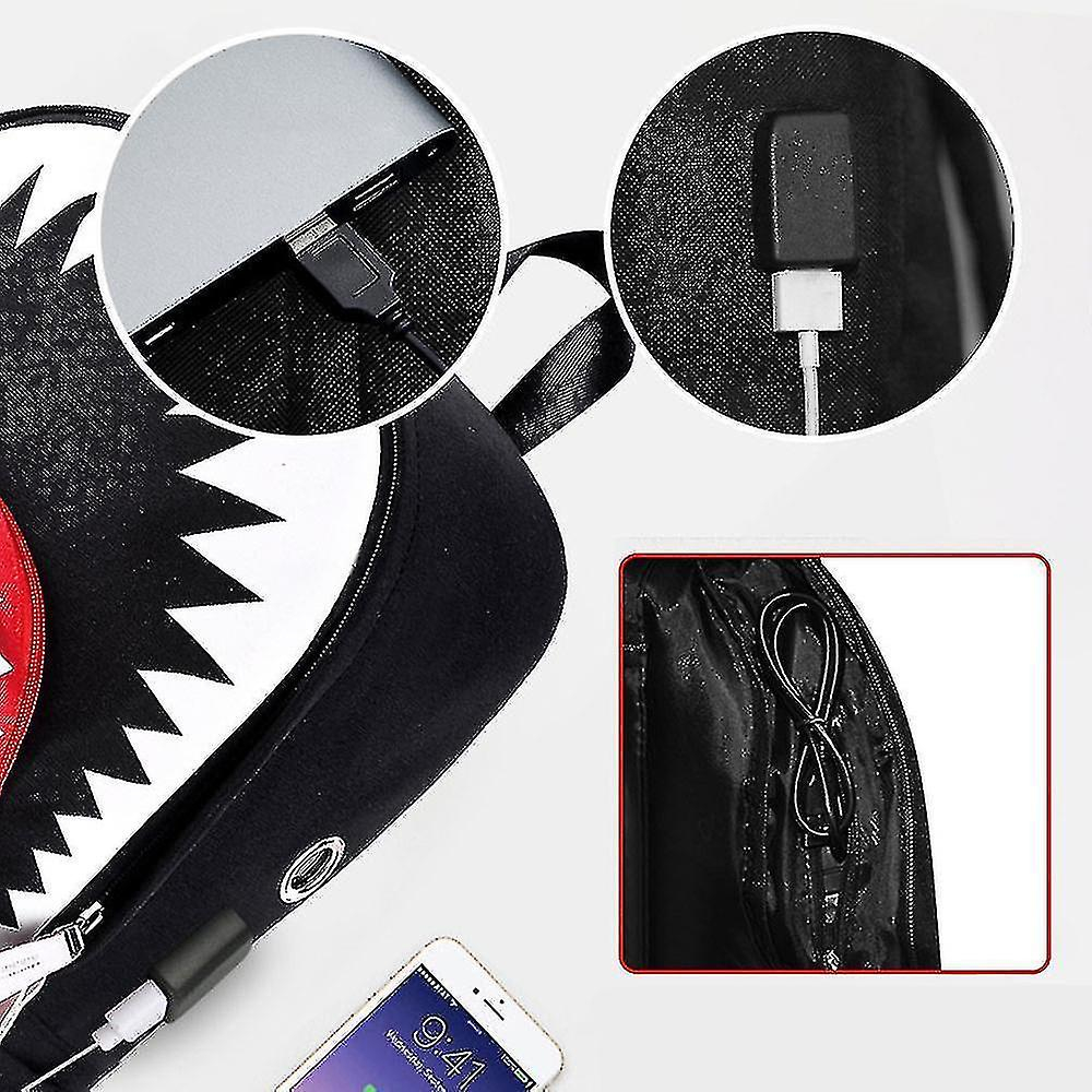 Foto 4 pulgar | Mochila Huoguo Luminous Shark Usb De Lona Impermeable 28x13x4 - Venta Internacional.