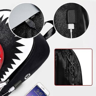 Foto 3 | Mochila Huoguo Luminous Shark Usb De Lona Impermeable 28x13x4 - Venta Internacional.