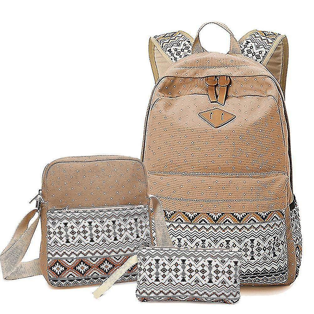 Foto 2 pulgar | Mochila Huoguo De Lona Impermeable Para Mujer, Color Caqui - Venta Internacional.