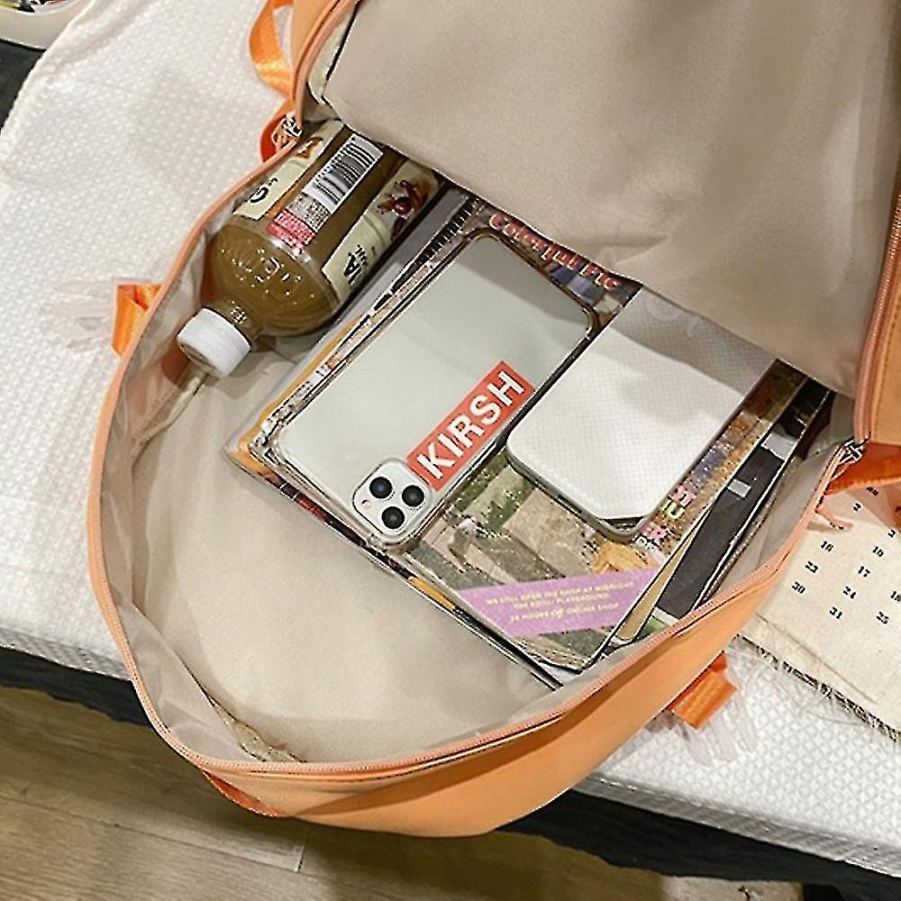 Foto 5 | Mochila Huoguo Transparente Para Niña De Secundaria Naranja - Venta Internacional.