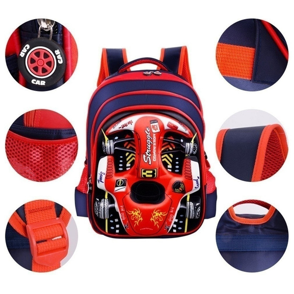 Foto 2 | Mochila Sanlin Beans 3d Resistente Al Agua Para Niños, Bonito Coche Rojo - Venta Internacional.