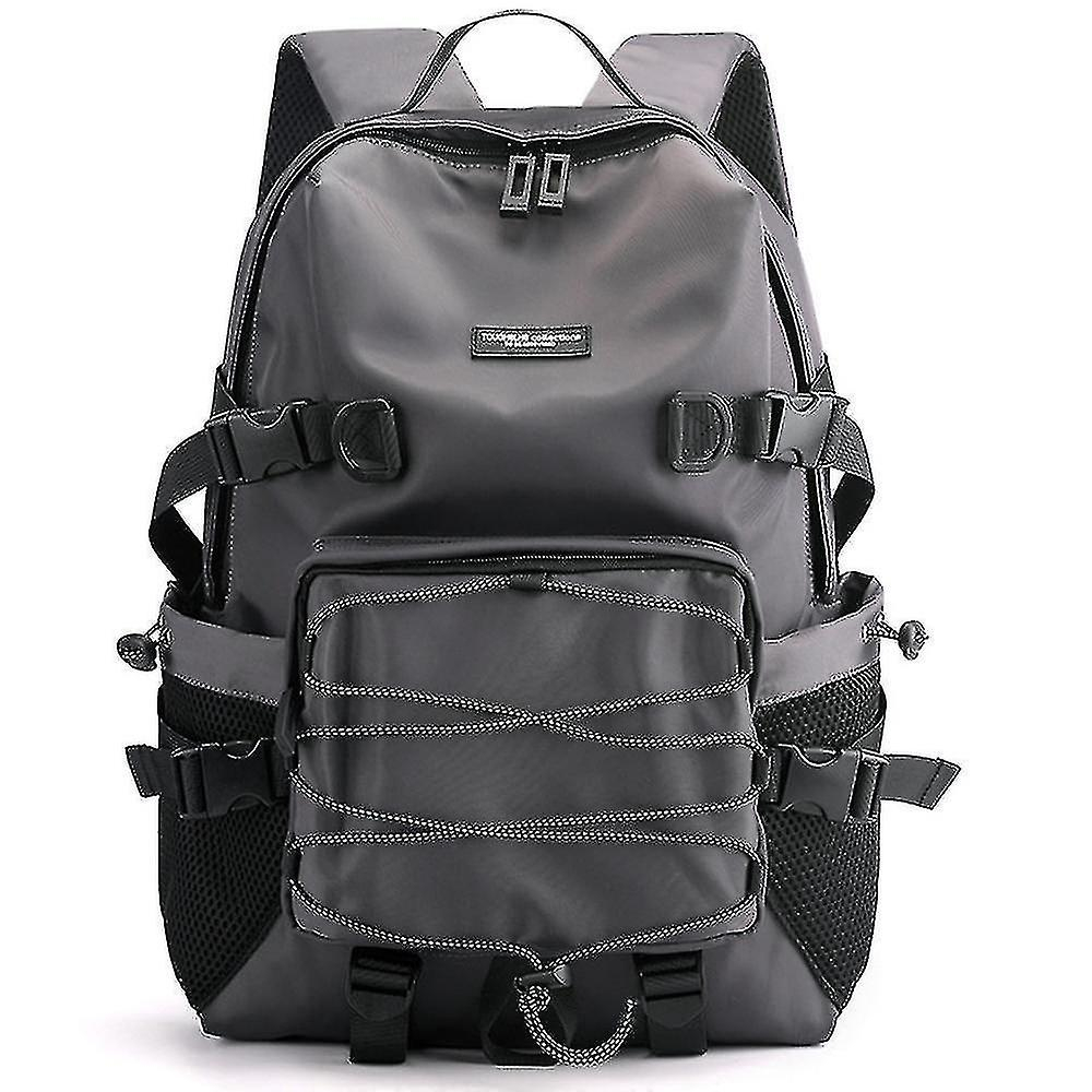 Foto 2 pulgar | Mochila Huoguo De Nylon Gris Impermeable Para Estudiante 45x32x12 Cm - Venta Internacional.