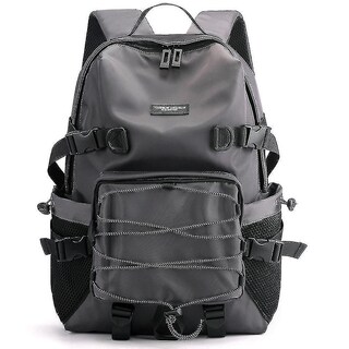 Foto 1 | Mochila Huoguo De Nylon Gris Impermeable Para Estudiante 45x32x12 Cm - Venta Internacional.