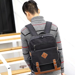 Foto 3 | Mochila Huoguo Travel Canvas, Negra, 0,62 Kg, Ocio, 27 X 13 X 39 Cm - Venta Internacional.