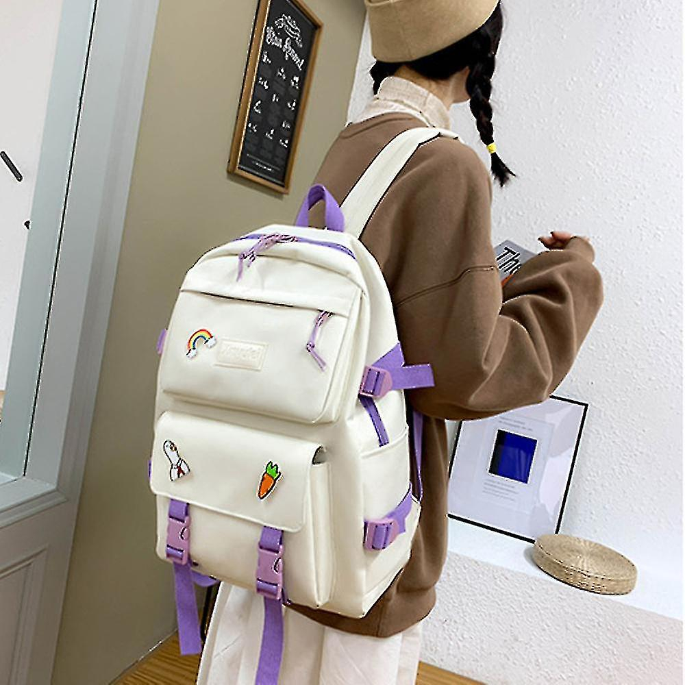 Foto 3 | Mochila Huoguo Para Estudiantes De Secundaria Y Universitarios Rosa - Venta Internacional.