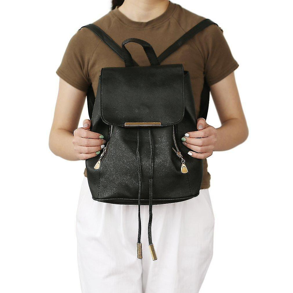 Foto 3 pulgar | Mochila Huoguo Para Mujer Y Niña, De Piel Sintética, Bolsa De Viaje, Color Negro - Venta Internacional.