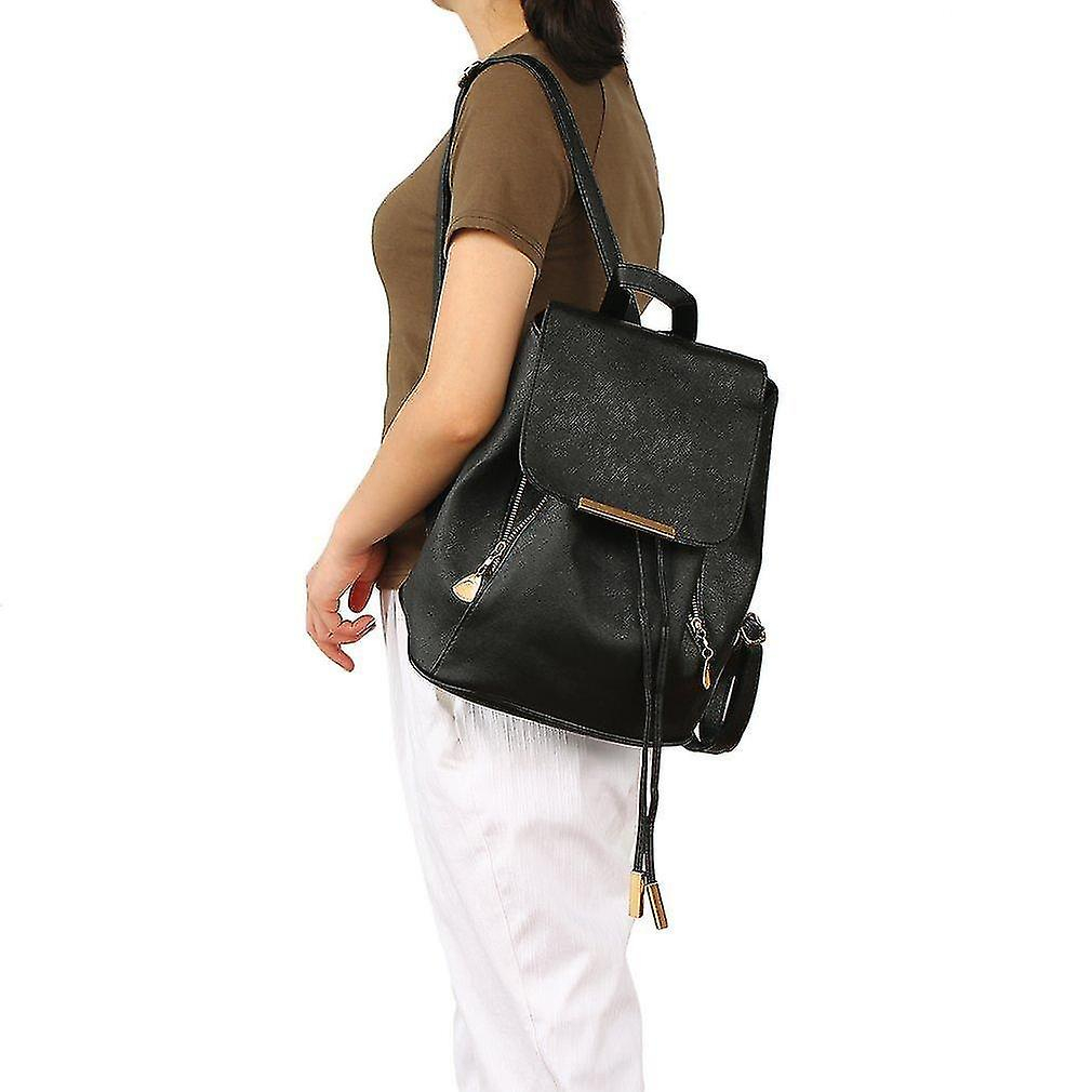 Foto 4 pulgar | Mochila Huoguo Para Mujer Y Niña, De Piel Sintética, Bolsa De Viaje, Color Negro - Venta Internacional.