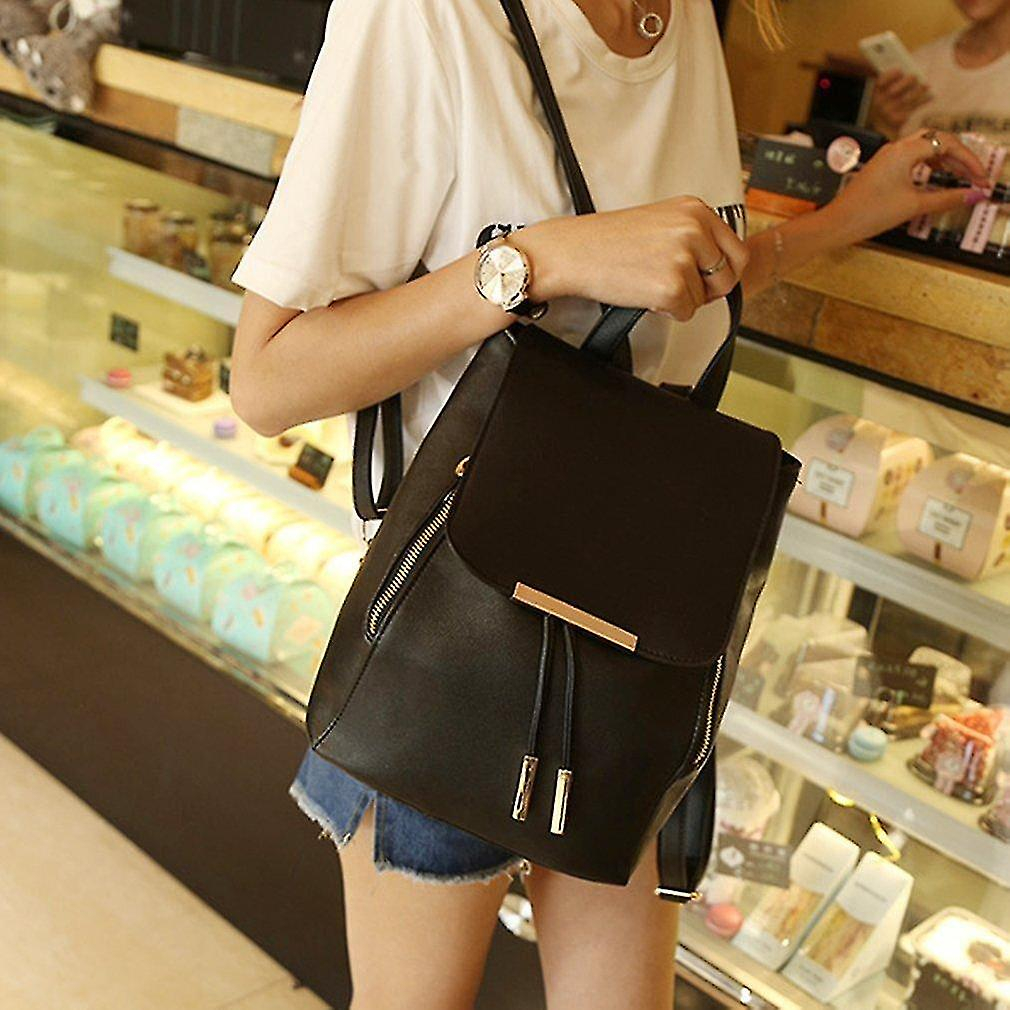Foto 5 | Mochila Huoguo Para Mujer Y Niña, De Piel Sintética, Bolsa De Viaje, Color Negro - Venta Internacional.