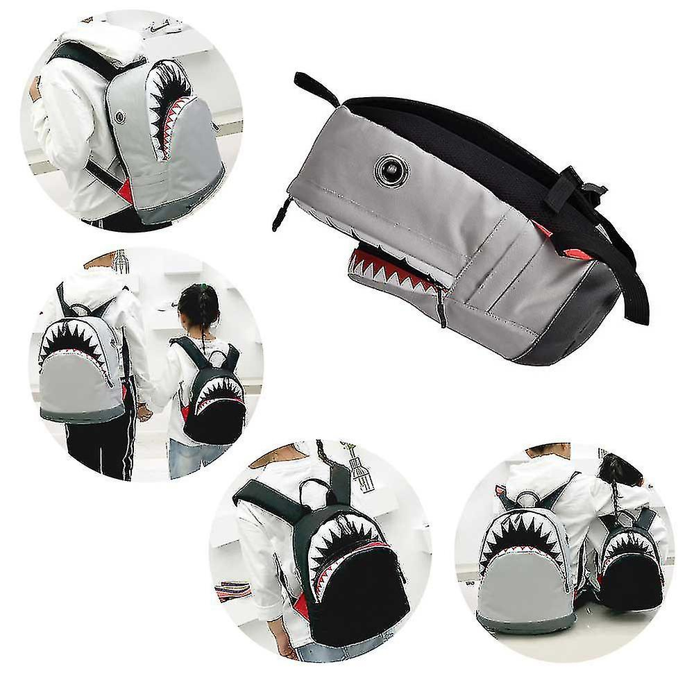 Foto 4 pulgar | Mochila Escolar De Lona Huoguo Shark Para Niños Gris - Venta Internacional.