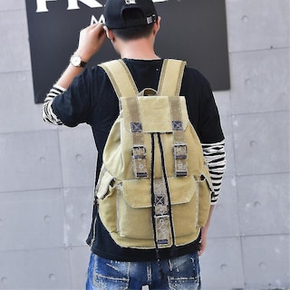 Foto 3 | Mochila Huoguo Retro, Bolsa De Viaje De Ocio Impermeable, Color Caqui - Venta Internacional.