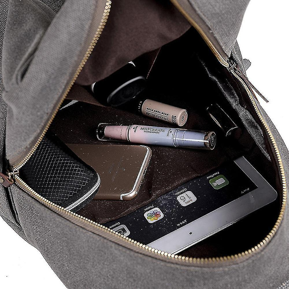 Foto 3 | Mochila Casual Huoguo De Lona Caqui Para Mujer, 27 X 13 X 38 - Venta Internacional.