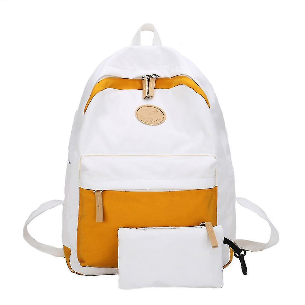 Foto 2 pulgar | Mochila Huoguo De Lona Para Mujer Para La Escuela Secundaria, Amarilla - Venta Internacional.