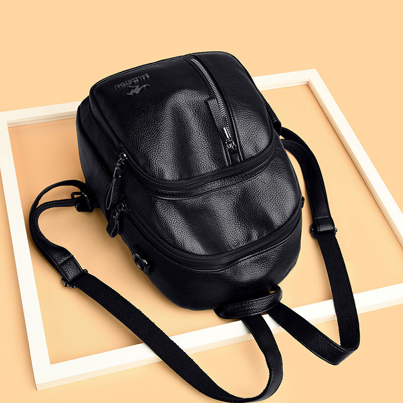 Foto 2 pulgar | Mochila Sanlin Beans De Piel Sintética Suave De Gran Capacidad Para Mujer - Venta Internacional.