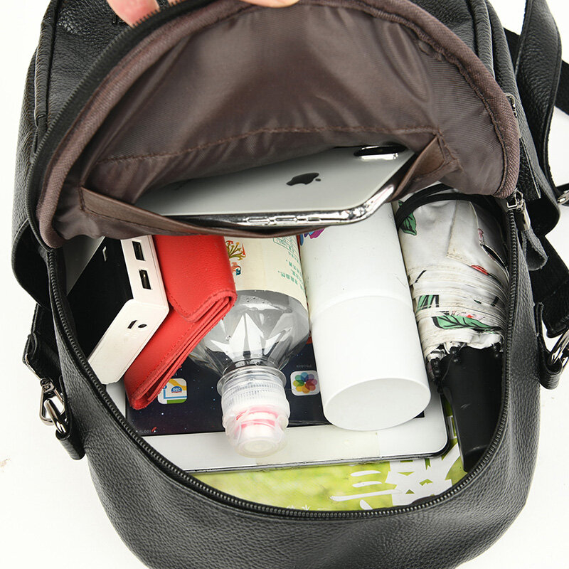 Foto 4 pulgar | Mochila Sanlin Beans De Piel Sintética Suave De Gran Capacidad Para Mujer - Venta Internacional.