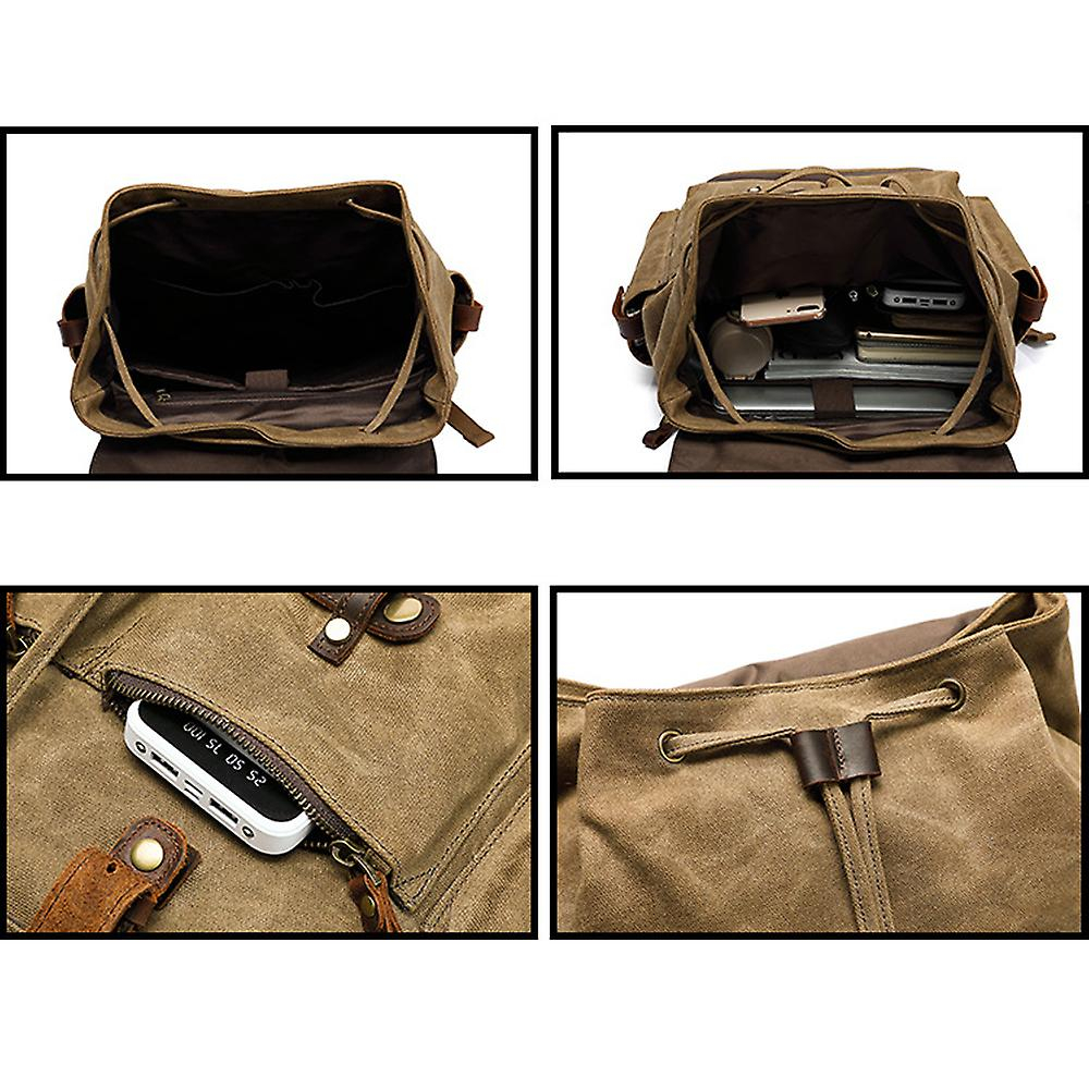 Foto 4 pulgar | Mochila Sanlin Beans, Cera Al Óleo, Tela Repelente Al Agua, Negra - Venta Internacional.