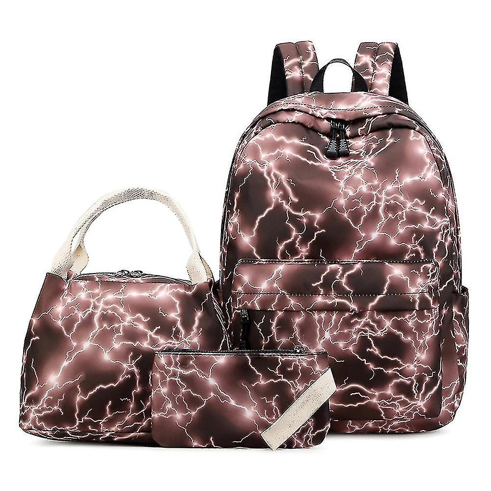 Foto 2 pulgar | Mochila Huoguo Para Niñas Con Estampado De Cielo Estrellado Y Relámpago, Color Café - Venta Internacional.
