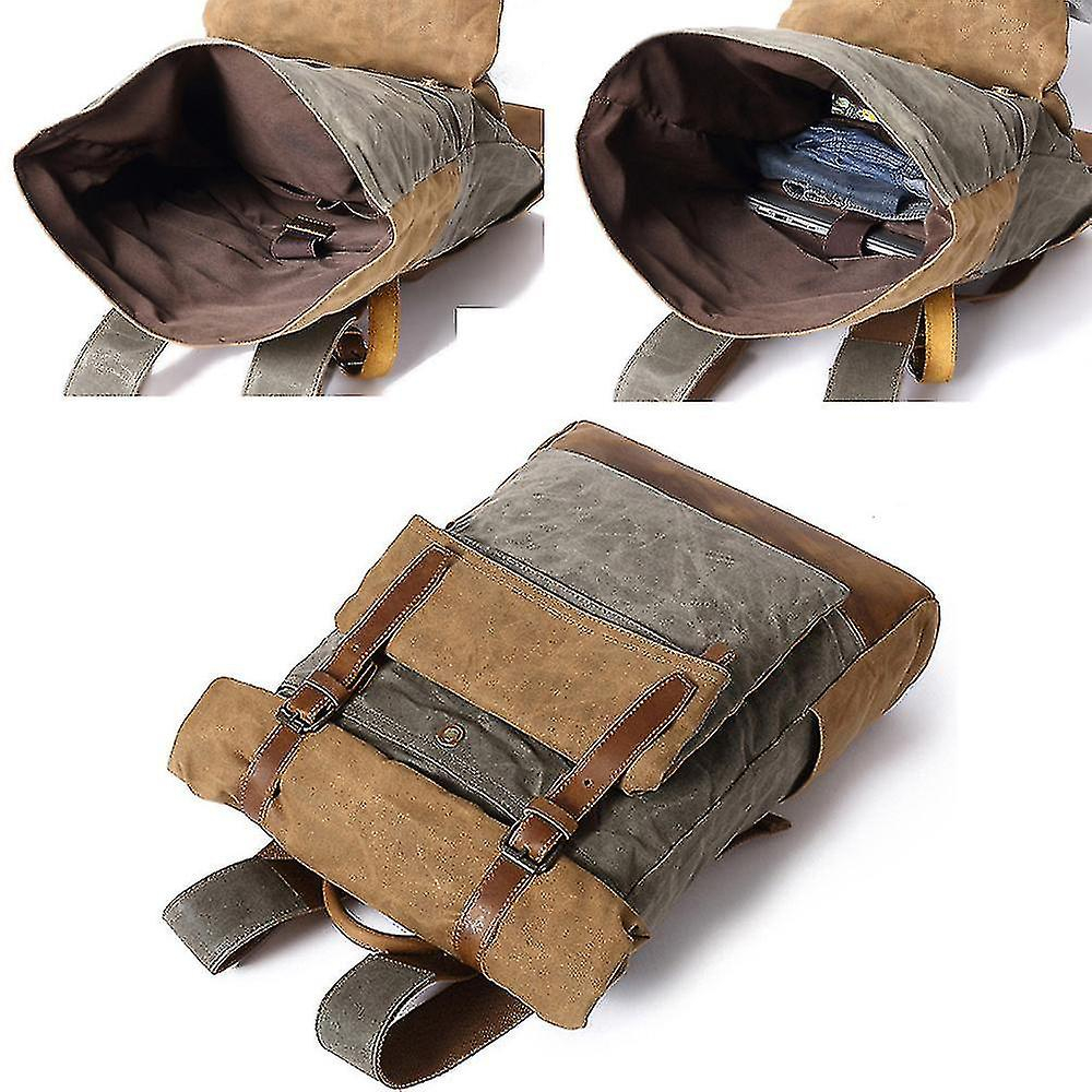 Foto 3 pulgar | Mochila Huoguo Para Viajes Al Aire Libre, De Lona, De Cuero, De Caballo Loco - Venta Internacional.