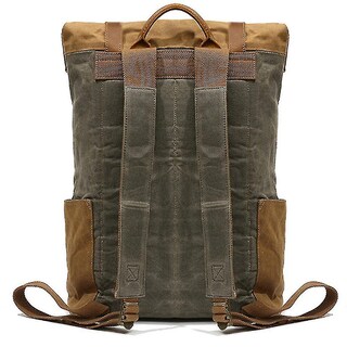 Foto 3 | Mochila Huoguo Para Viajes Al Aire Libre, De Lona, De Cuero, De Caballo Loco - Venta Internacional.
