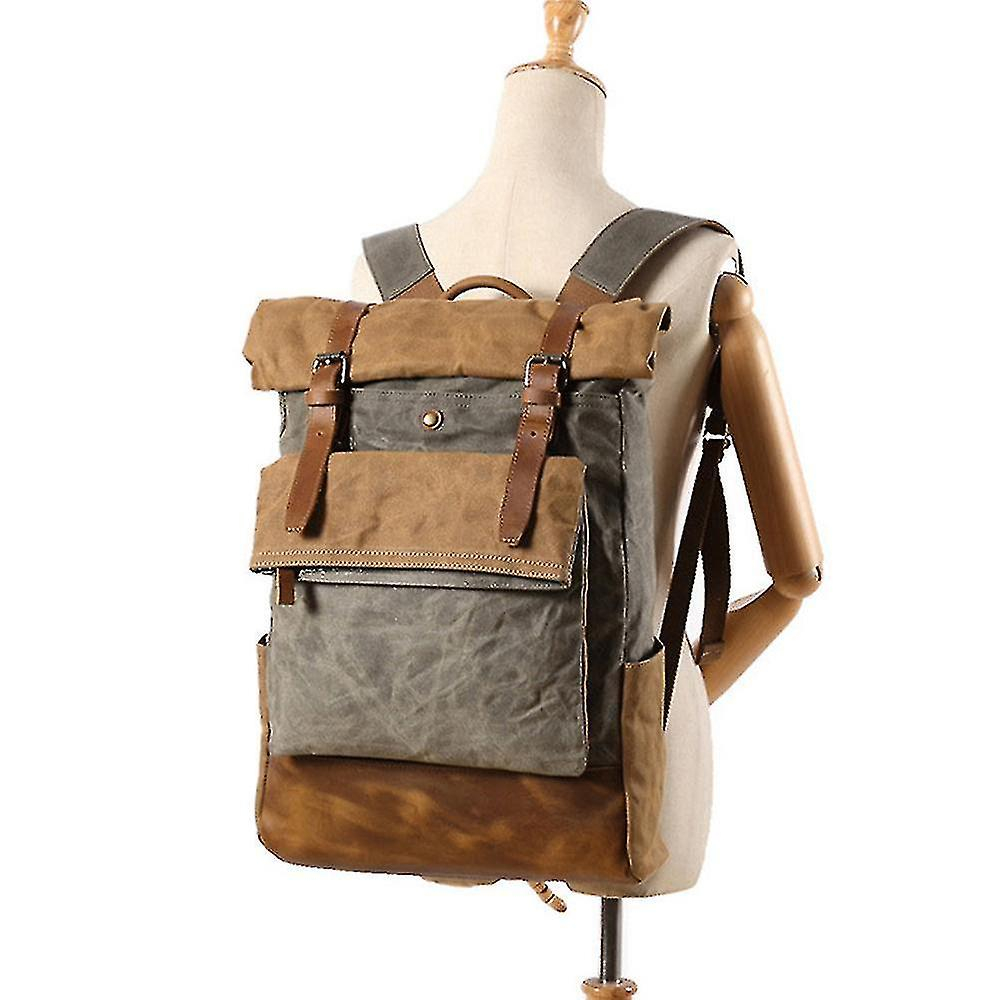 Foto 5 pulgar | Mochila Huoguo Para Viajes Al Aire Libre, De Lona, De Cuero, De Caballo Loco - Venta Internacional.