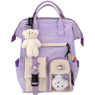 Foto 3 | Mochila Kawaii Cute Para Niña, De Nailon Impermeable, Color Morado, 0,45 Kg - Venta Internacional.