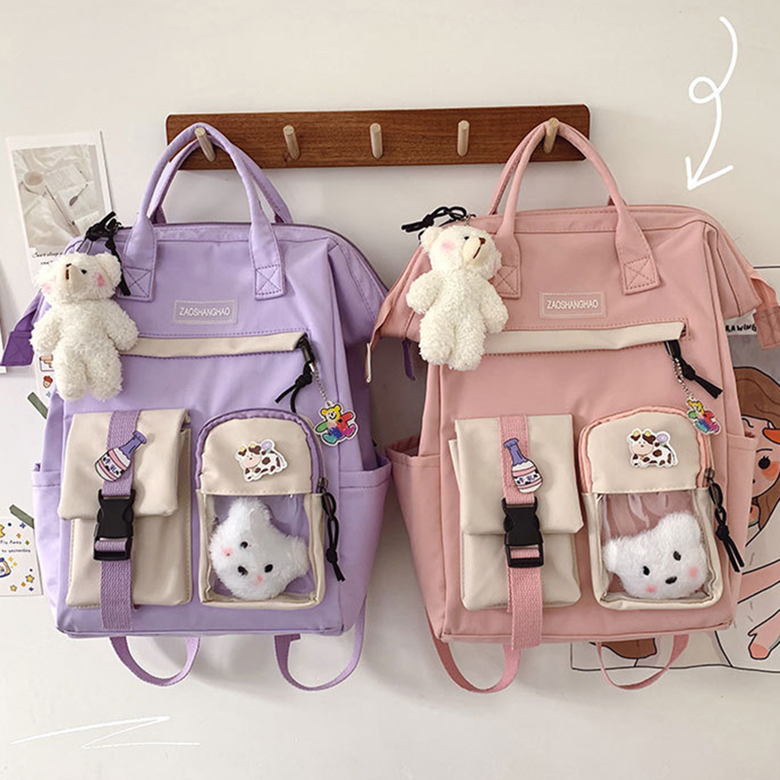 Foto 5 pulgar | Mochila Kawaii Cute Para Niña, De Nailon Impermeable, Color Morado, 0,45 Kg - Venta Internacional.