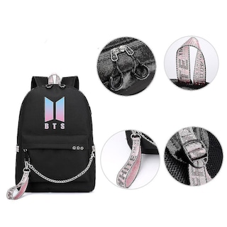 Foto 2 | Mochila Huoguo Bts Cute Con Carga Usb De Nailon Impermeable - Venta Internacional.