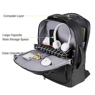 Foto 5 | Mochila Huoguo, Impermeable, Para Portátil De Negocios De 15,6 Pulgadas, Gris - Venta Internacional.