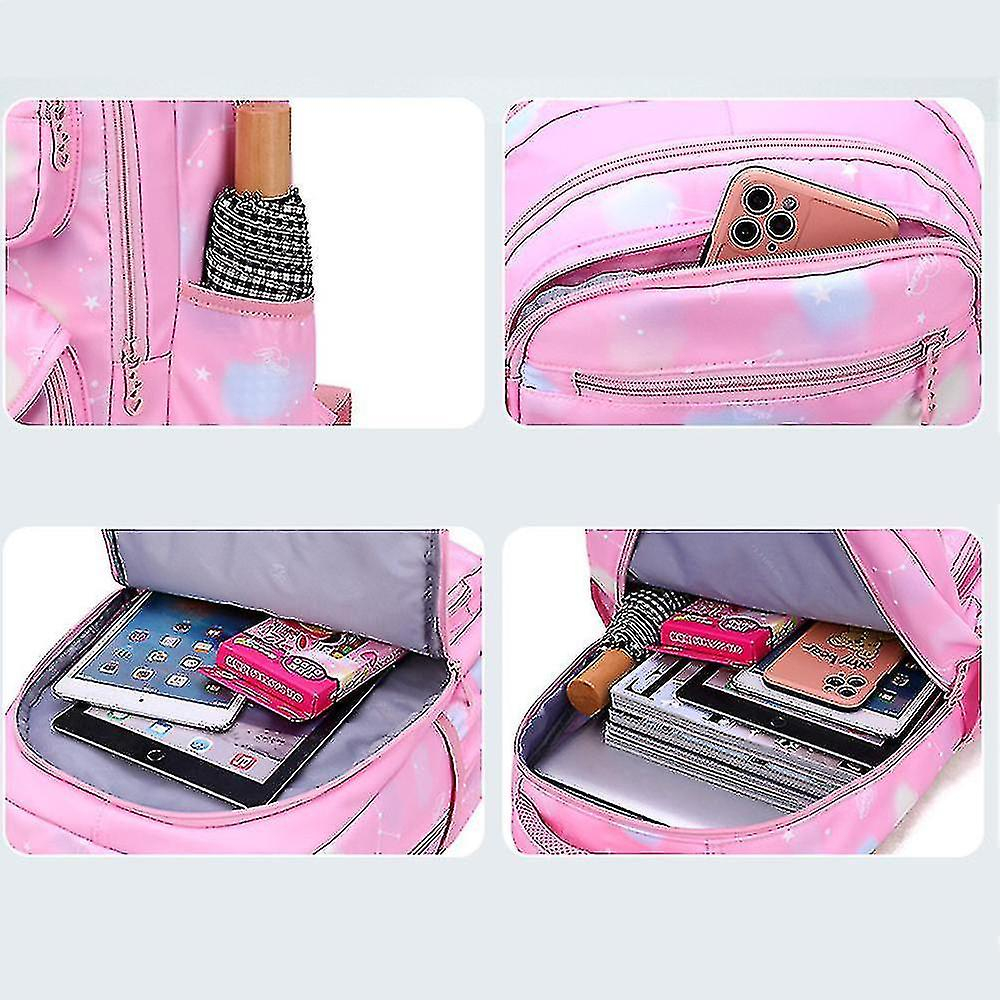 Foto 5 pulgar | Mochila Huoguo De Nylon Rosa Impermeable Para Niñas De 8 A 13 Años - Venta Internacional.