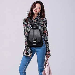Foto 3 | Mochila Huoguo Vintage De Cuero Para Mujer Escolar 20-35l - Venta Internacional.