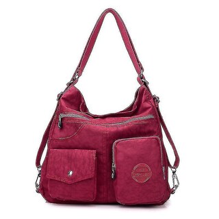 Foto 2 | Mochila Huoguo Impermeable De Nylon Para Mujer Morada - Venta Internacional.