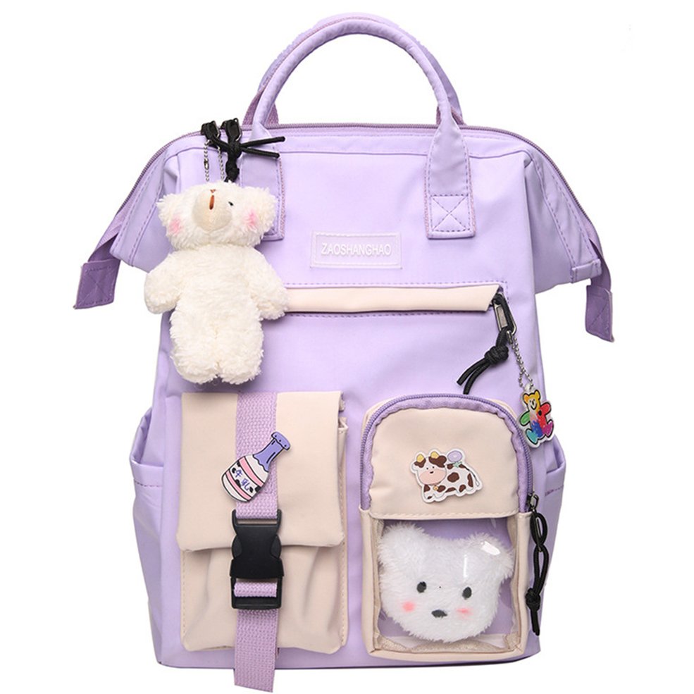 Foto 2 pulgar | Mochila Cute Preppy De Nailon Impermeable Para Mujer, Color Morado - Venta Internacional.