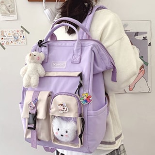 Foto 2 | Mochila Cute Preppy De Nailon Impermeable Para Mujer, Color Morado - Venta Internacional.