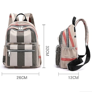 Foto 5 | Mochila Huoguo Para Mujer, Nailon A Cuadros, Caqui, Escolar, 32 X 12 X 26 Cm - Venta Internacional.
