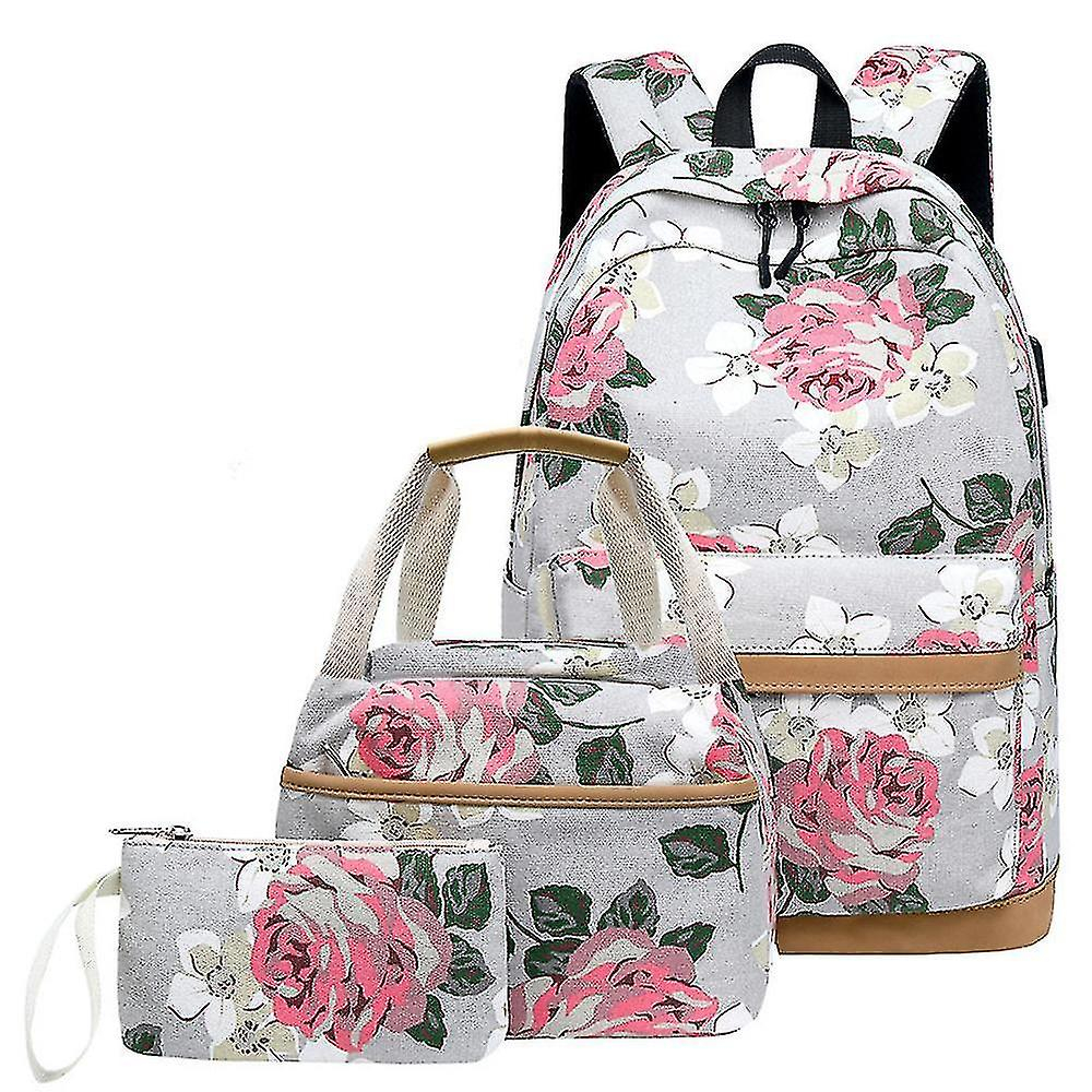 Foto 2 pulgar | Mochila Huoguo Mochila Escolar De Lona Con Estampado Usb De Tres Piezas - Venta Internacional.